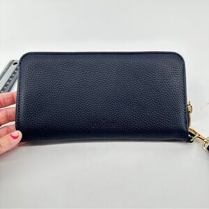 Kedzie Eclipse Vegan Leather Zip Around Clutch Wallet Wristlet Card Holder‎ Blue